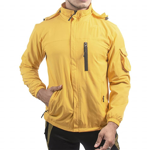 Men's Stylish  Hooded Jacket- Water Resistant, Wind Proof-Yellow